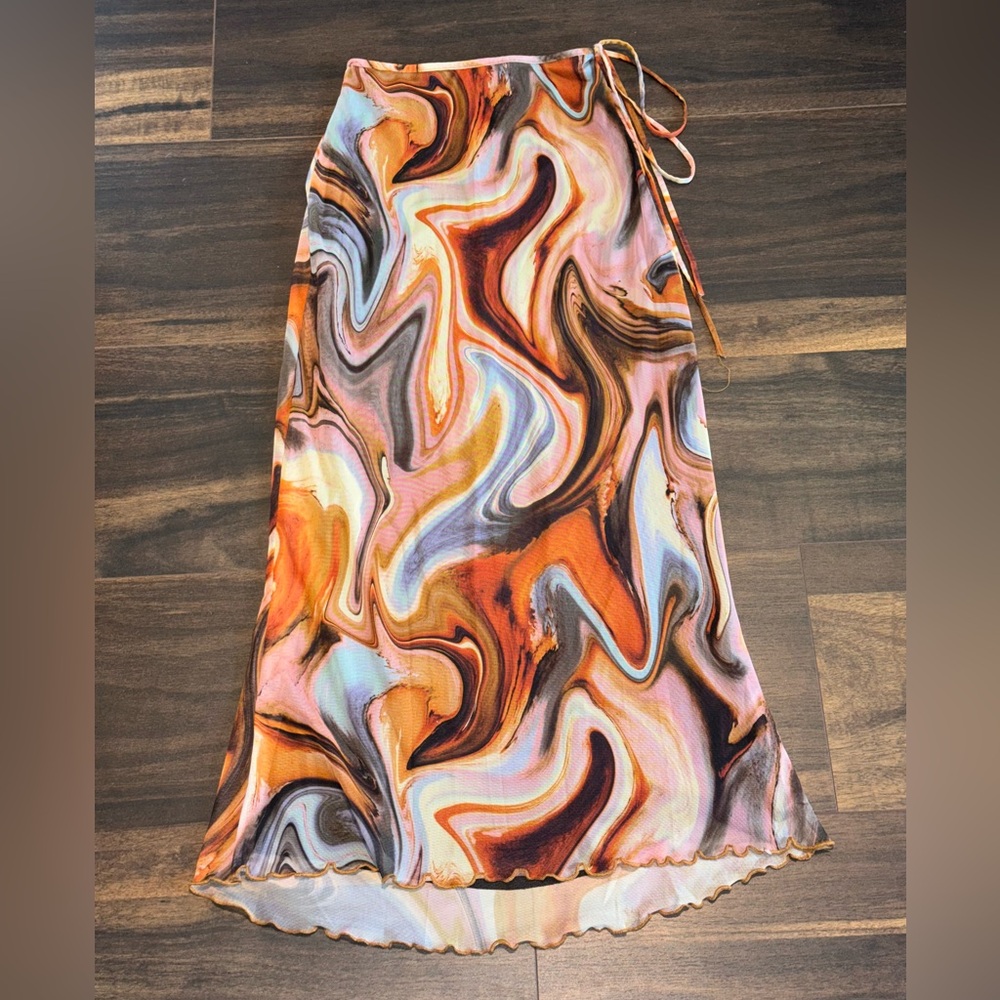 Zara Multicolor Retro Mesh Skirt